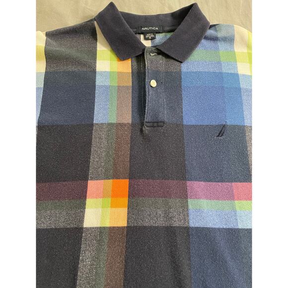 Vtg. 90s Nautica multi color grid pattern polo SZ Small - Picture 3 of 7